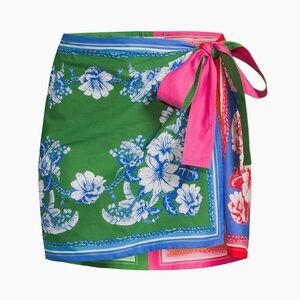 FARM RIO 100% Cotton Tropical Mixed Scarves Wrap Around Cover-Up Miniskirt NWT